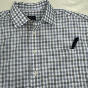 Jos. A. Bank Gray Men Plaid Button Down Shirt Size Large